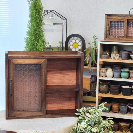 원목 외문 선반 (미닫이)