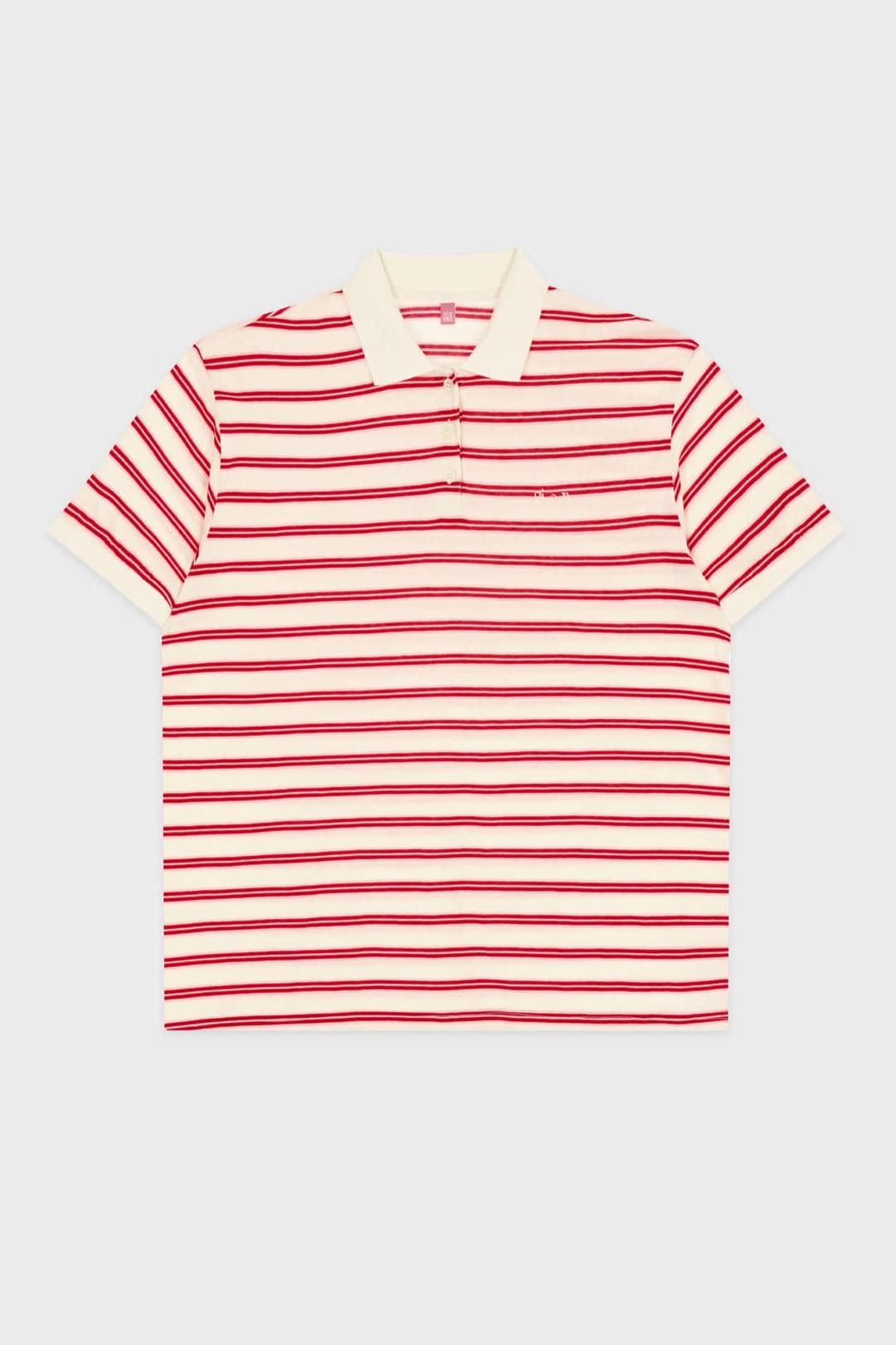 Stripe Half Sleeve PK Shirt (Red)