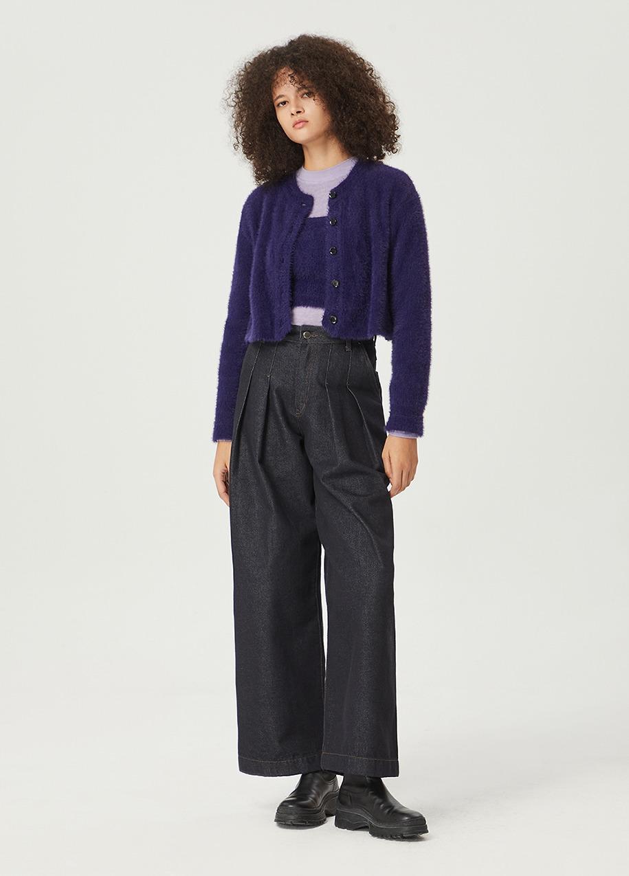 Hairy texture round cardigan