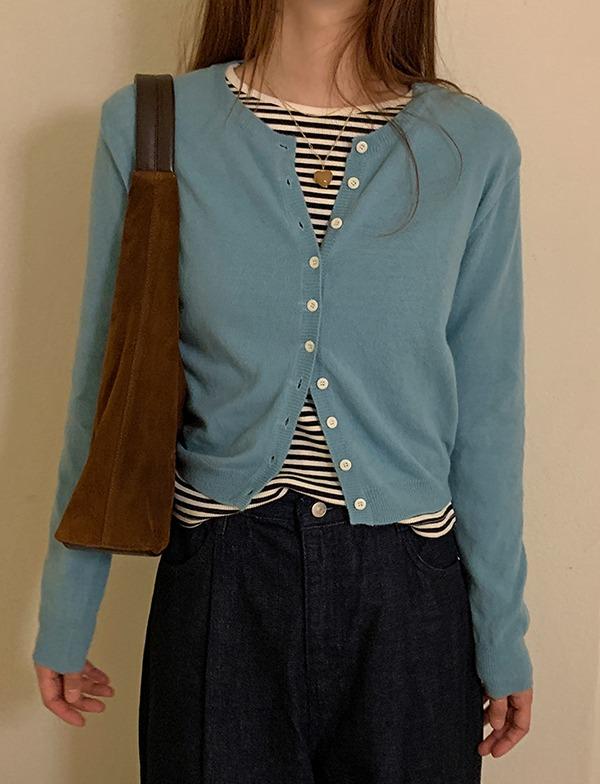 브라운코드 button cardigan