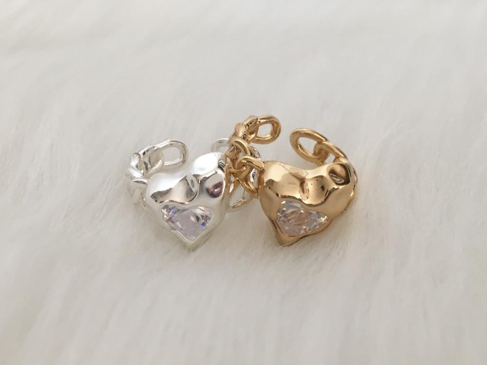 cubic heart ring 큐빅 하트 오픈링 : KIHO 키호