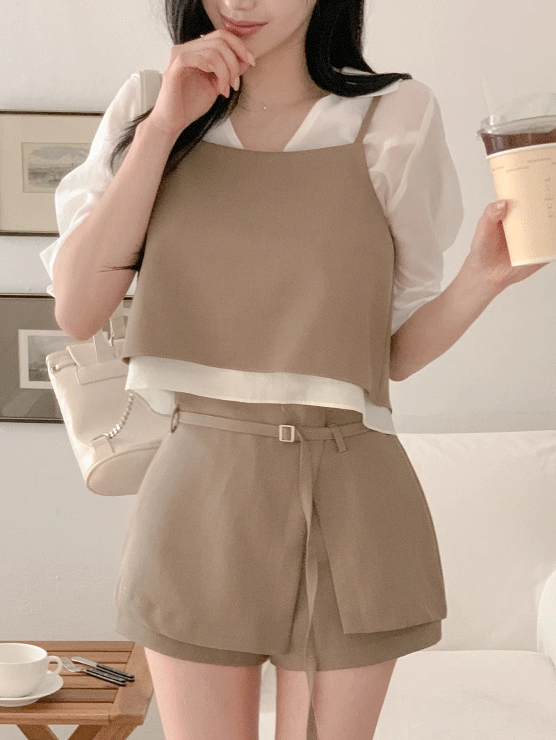 [2~3주 여유주문!/하객룩🖤/데이트룩/고급미] 테나 쉬폰 배색 트임 뷔스티에 블라우스