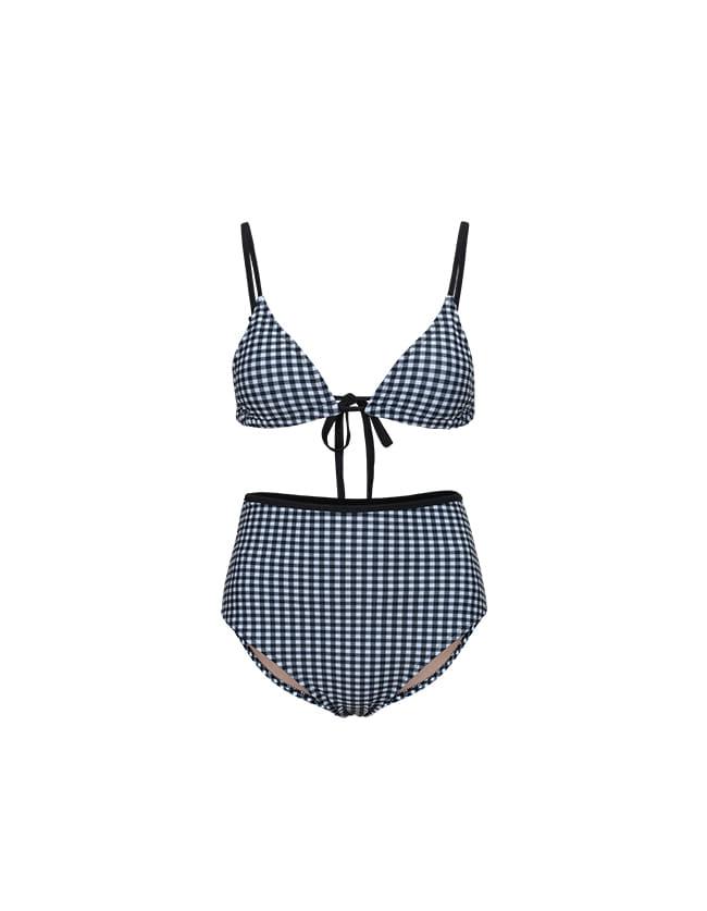 24 Becky Bikini Set - Black Check / Black