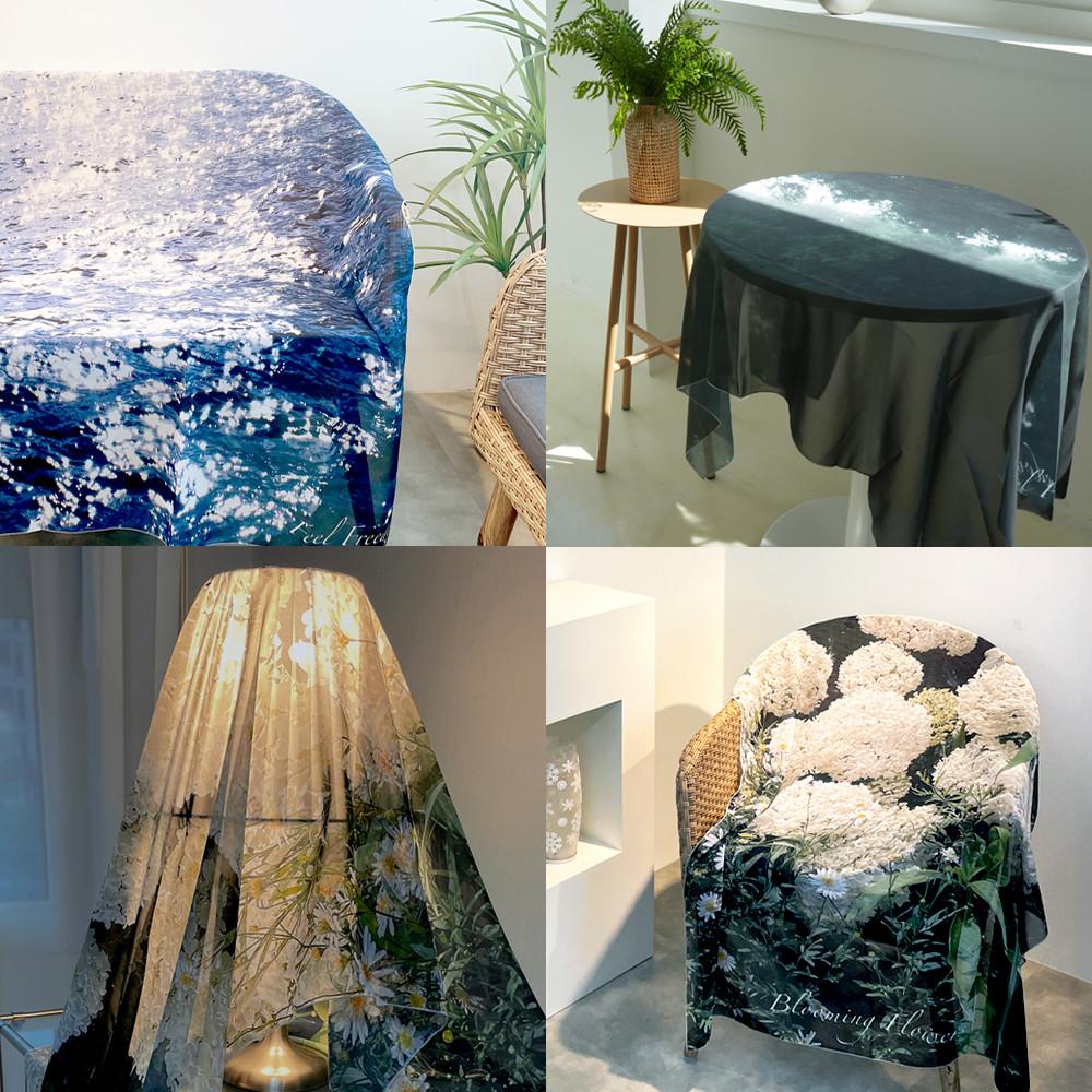 에스아르뗌 자연쉬폰포스터 바다 가림막커튼 방꾸미기 가리개커튼 벽인테리어