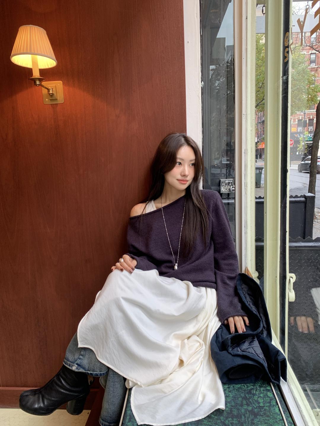 [ARCHITECT] MOHAIR BOAT NECK KNIT (NAVY)