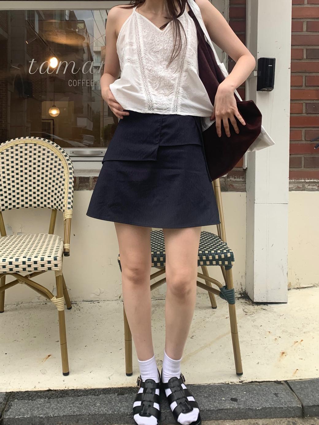 DO. Stripe Layerd Ribbon Skirt