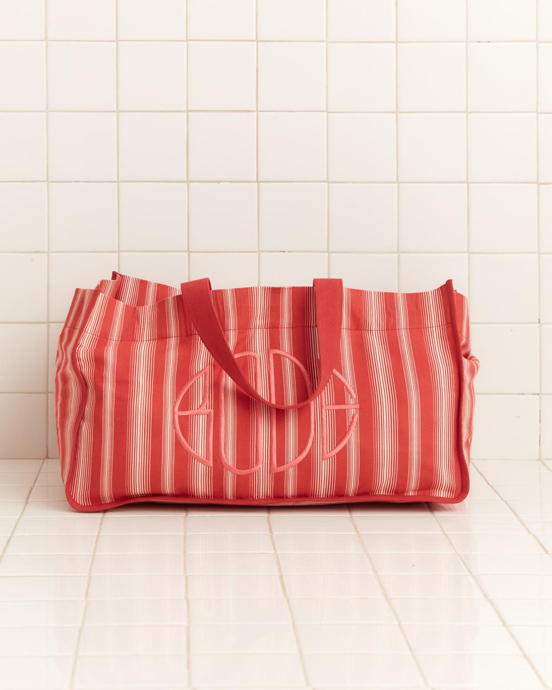 Parasol Stripe Tote - OS / Red/White