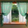 green floral check fabric