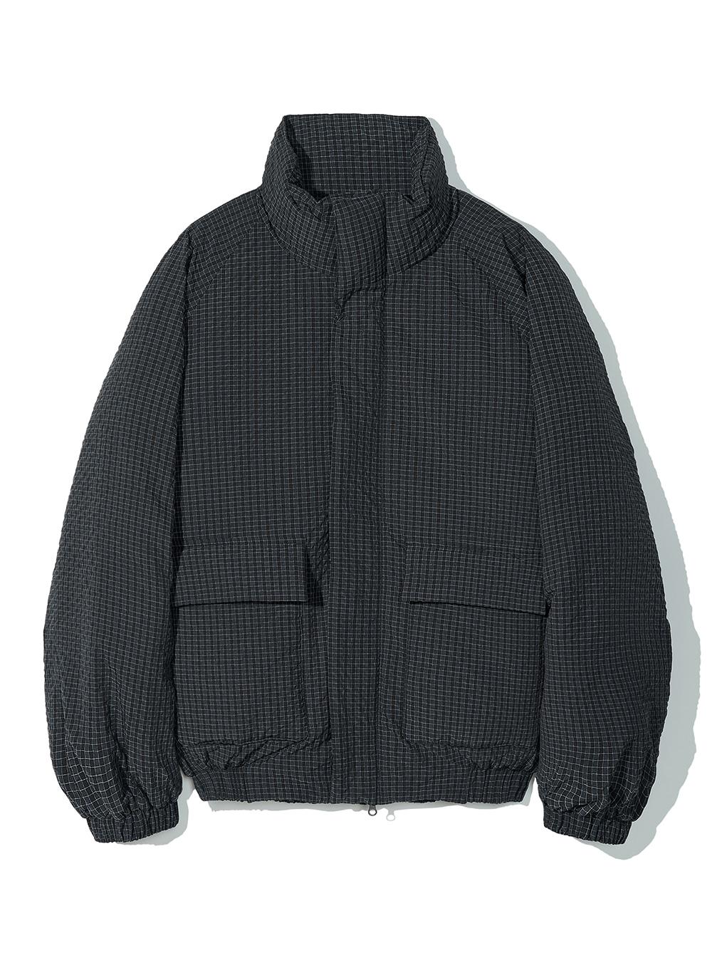 Micro Check Puffer Padding_Navy