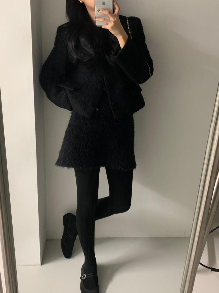 윈터 헤어 울 트위드 스커트 2col