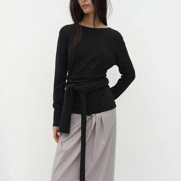 MUFFLER SIDE BUTTON KNIT [BLACK]