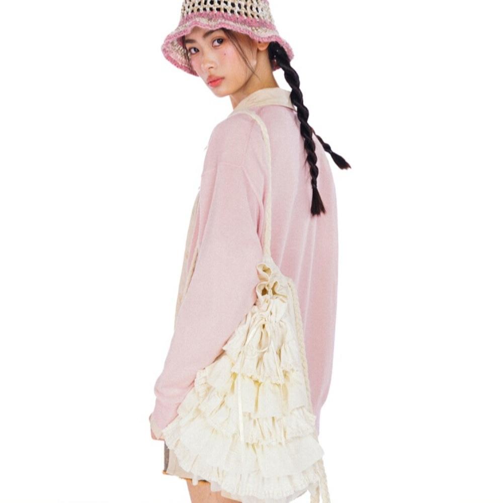 MOROMORO2 레이스백팩 캉캉 화이트 스트링백