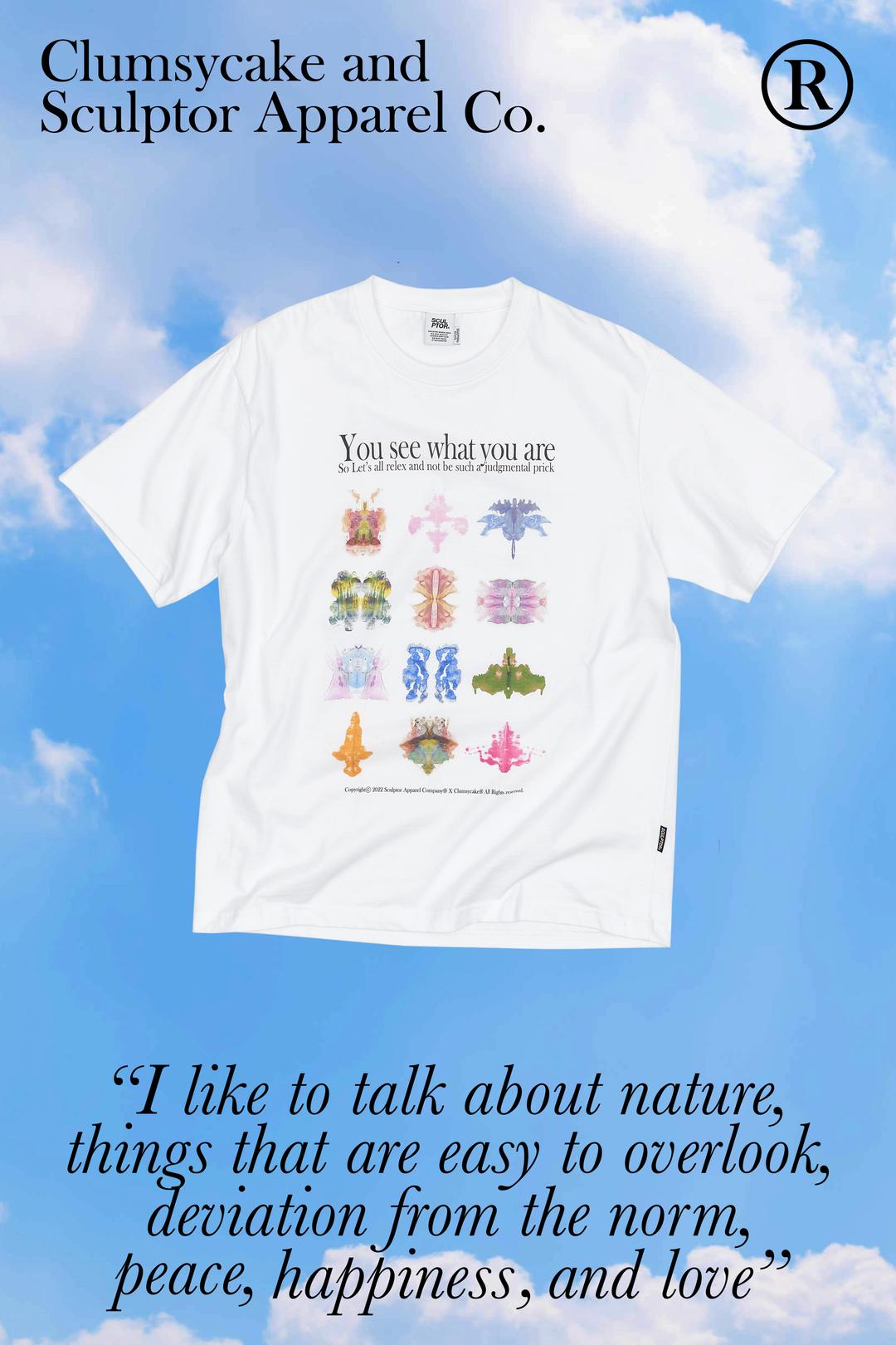 [Sculptor X Clumsy Cake] Rorschach Inkblot Tee White
