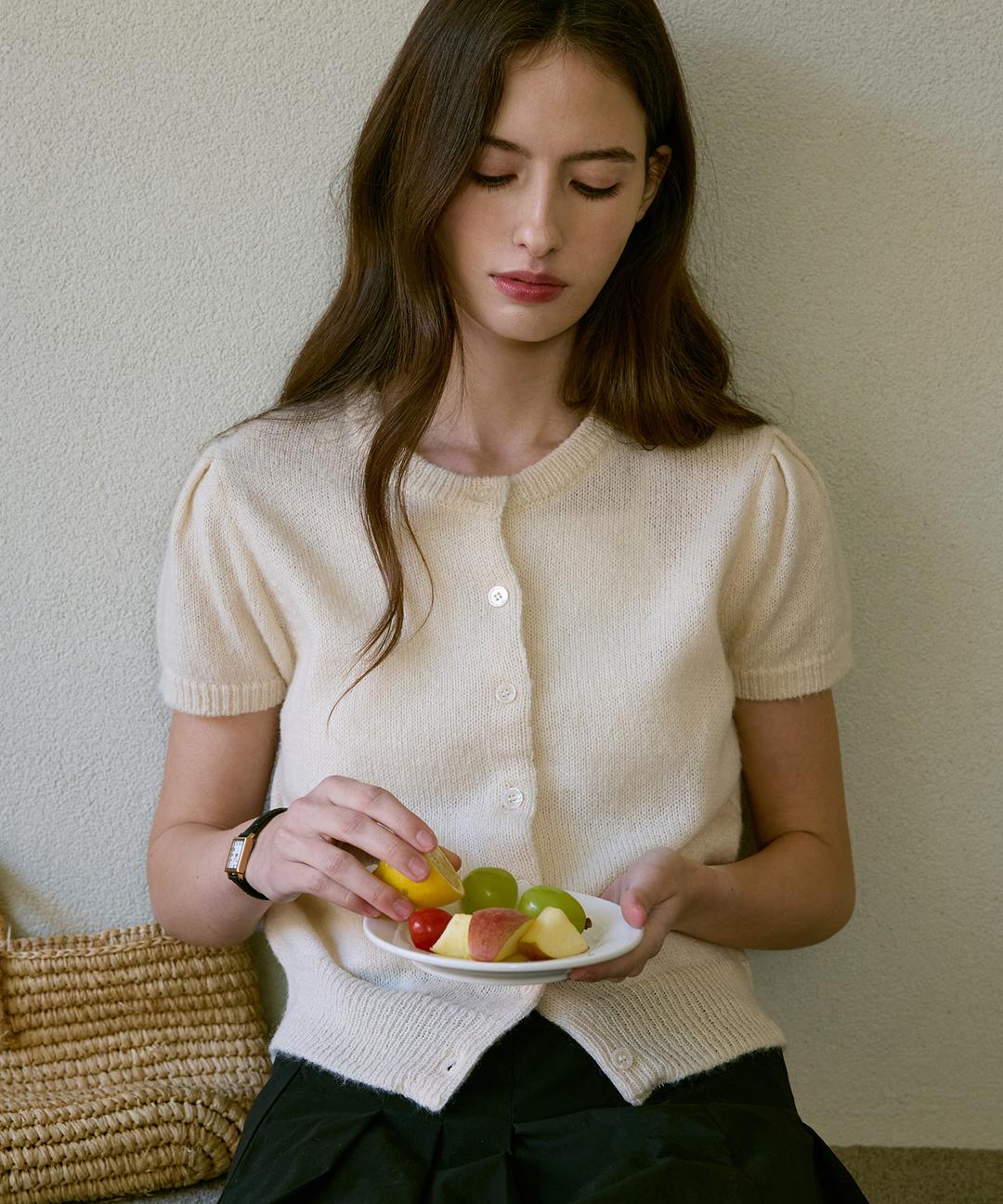 Pineh Mohair Half Cardigan (Ivory)