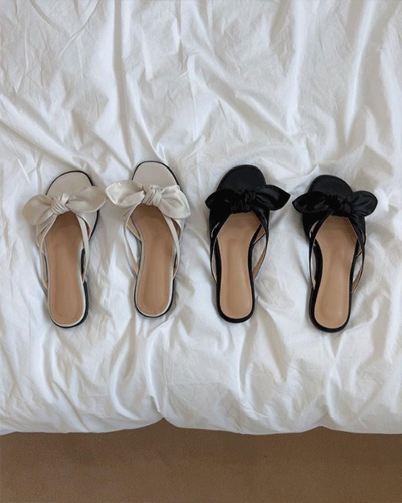 새틴 리본 뮬 슬리퍼 (2 color)