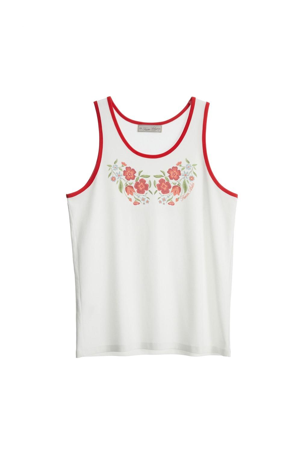 Flower printed sleeveless / White