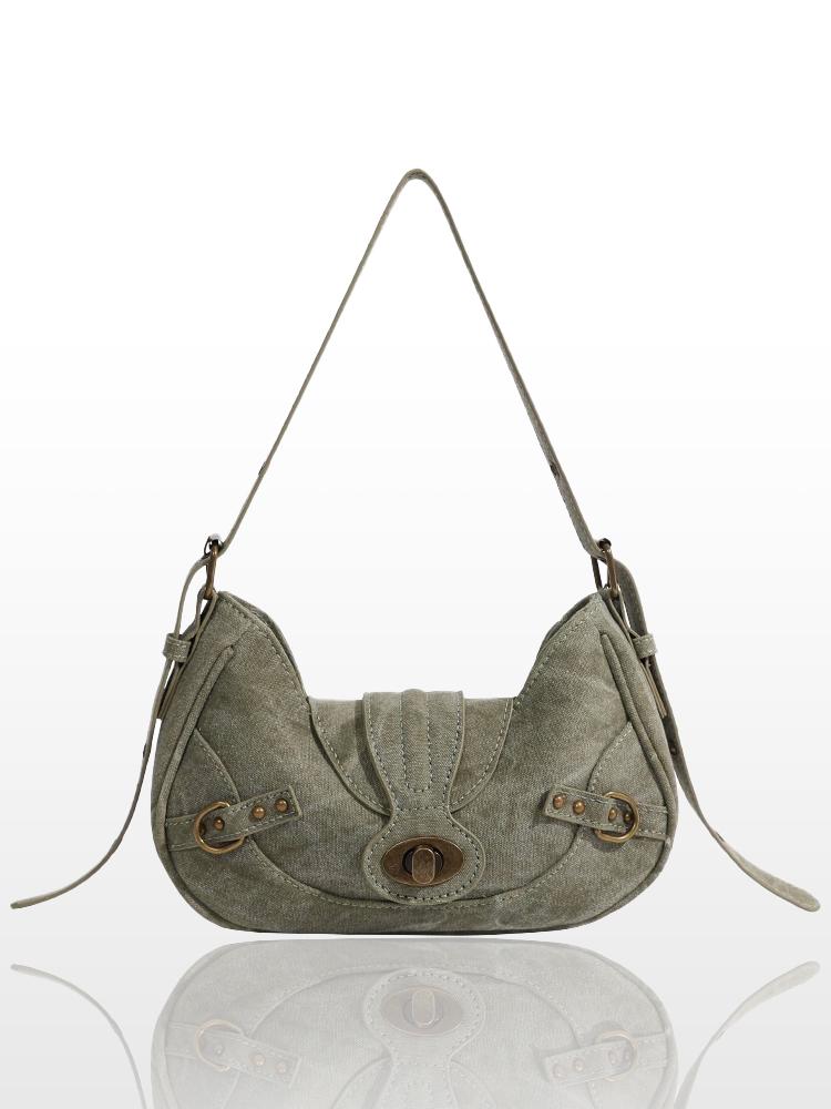 이즘 [당일발송/퀄리티다름] 빈티지 그린 호보백 숄더백