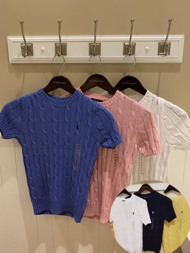 (세일가) 폴로랄프로렌 여성 피마 꽈배기 반팔 니트 스웨터 6컬러