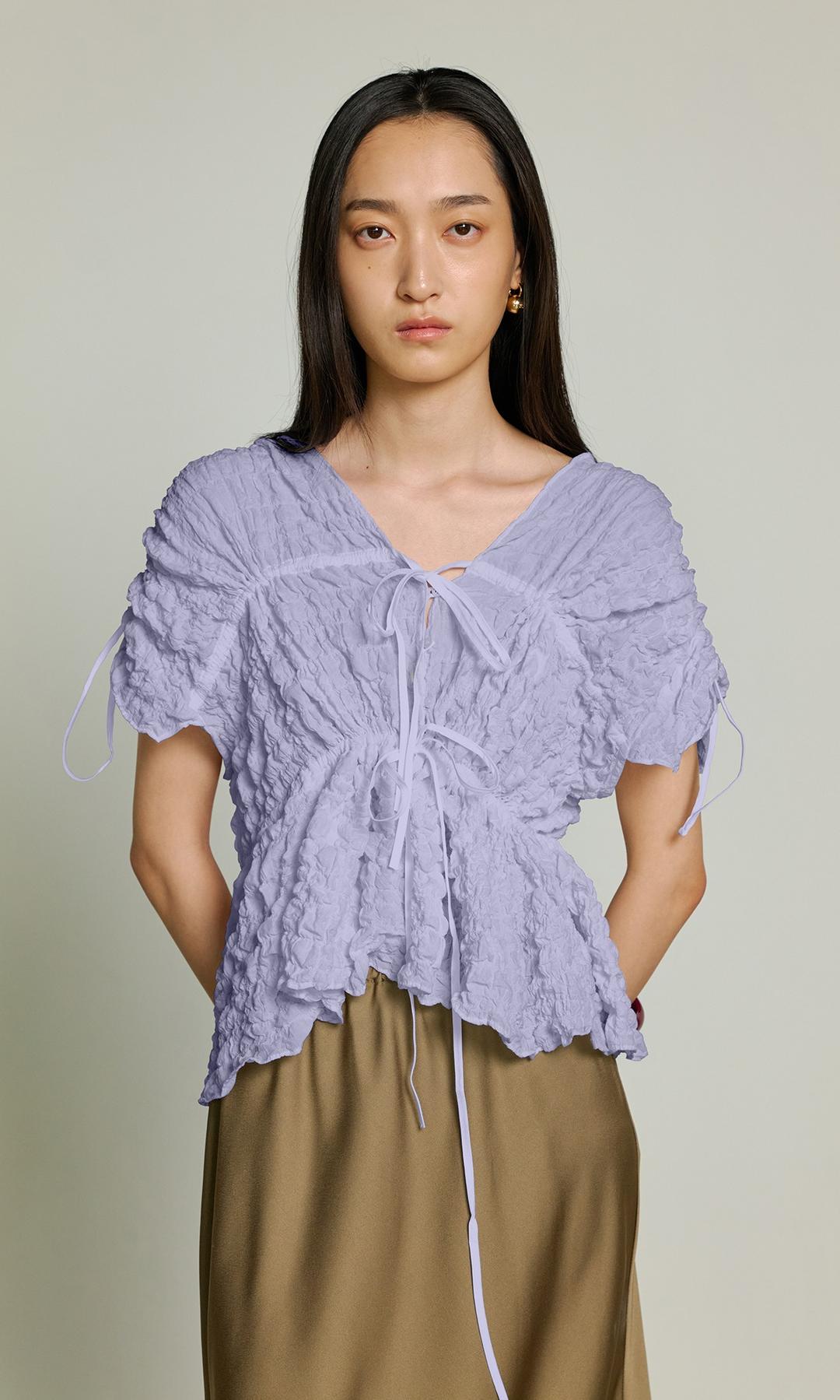 Choisy Shirring Blouse_Lilac