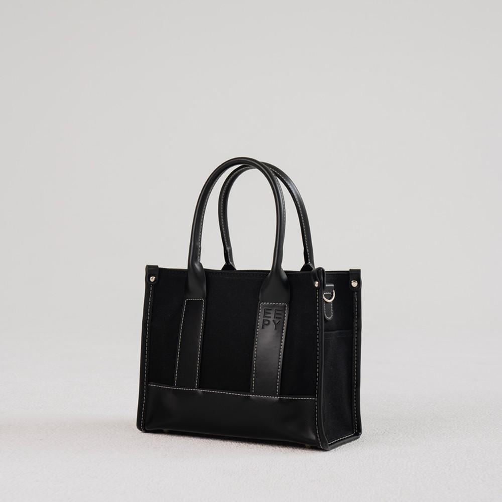 이피 아이브백 S 올블랙 데일리 사각 캔버스 미니 숄더백