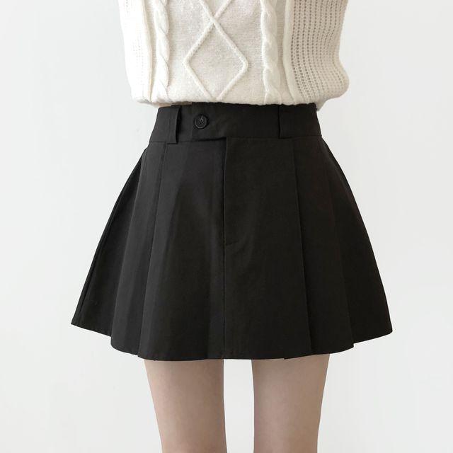 [얼리버드가을/속바지내장!] 마요즈 로우라이즈 핀턱 코튼 미니스커트_코튼로그