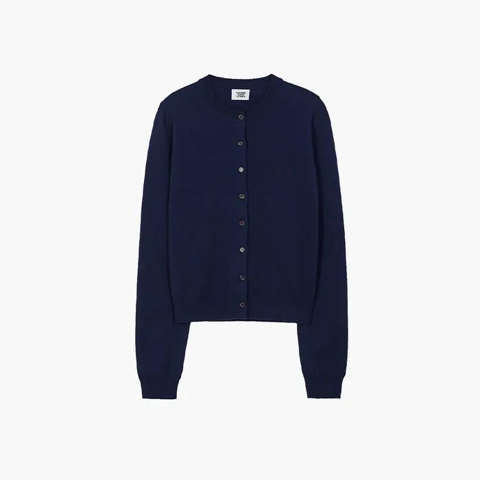 CREW NECK CARDIGAN_navy