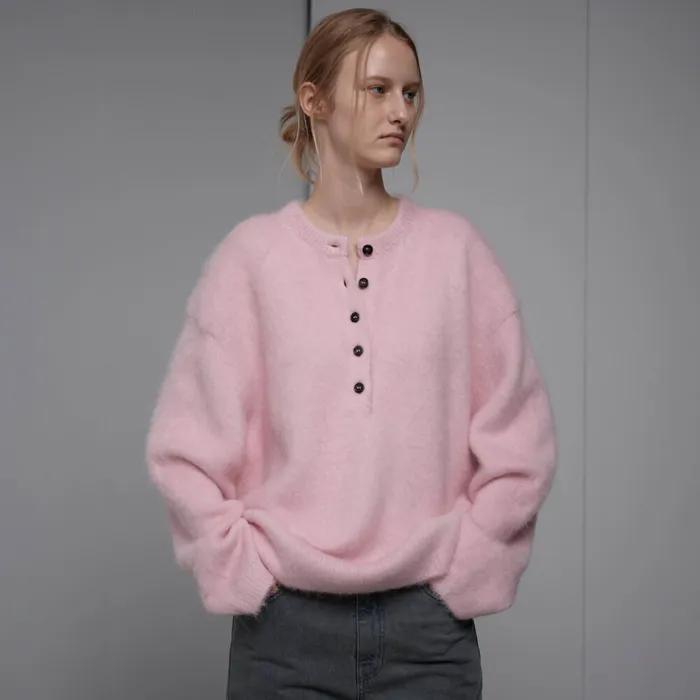 알파카 헨리넥 니트_pink