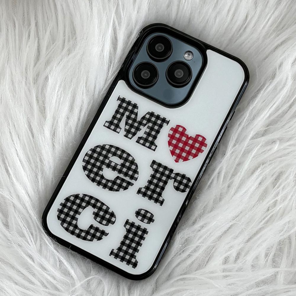 [+맥세이프] merci check (White) 글라스 범퍼케이스