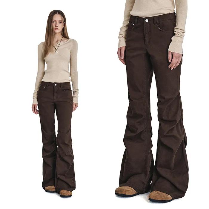 Flared Shirring Pants DCWPT017BROWN