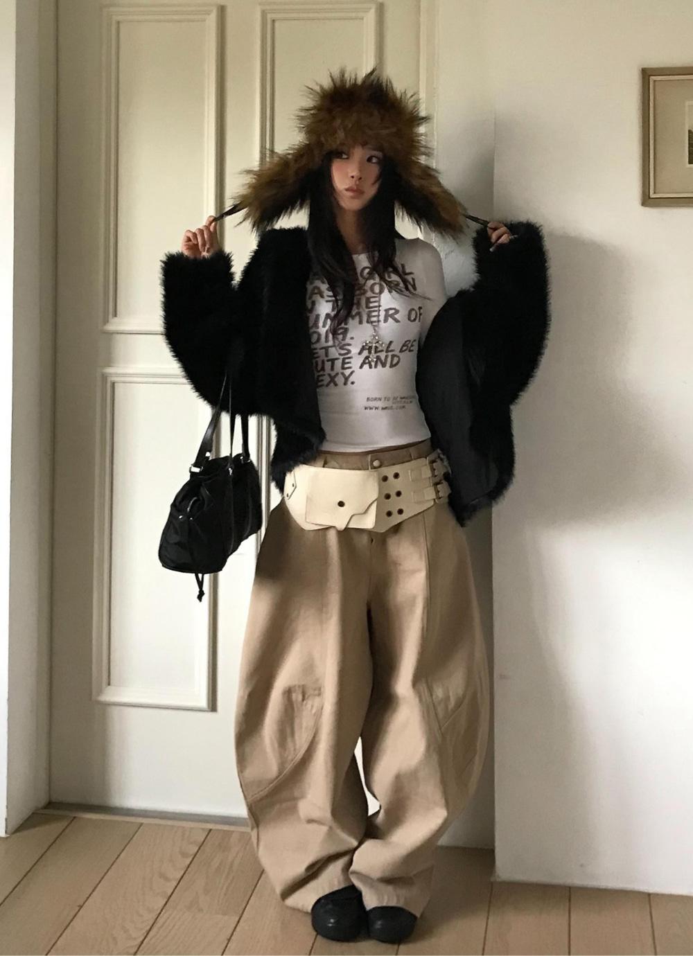 Lisa Fur Hooded Jacket (Black)