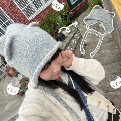 Miyaong Beanie 고양이 리본 폭닥 비니 바라클라바