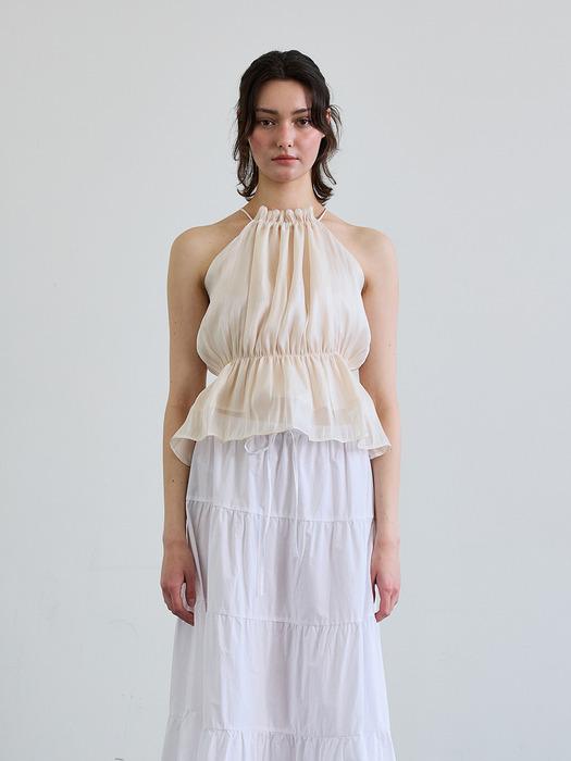 PEARL HALTERNECK TOP / IVORY