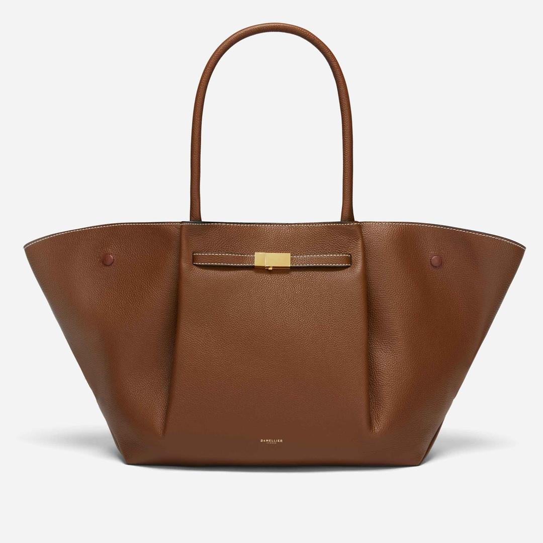 The New York - One Size / tan small grain ecru stitching