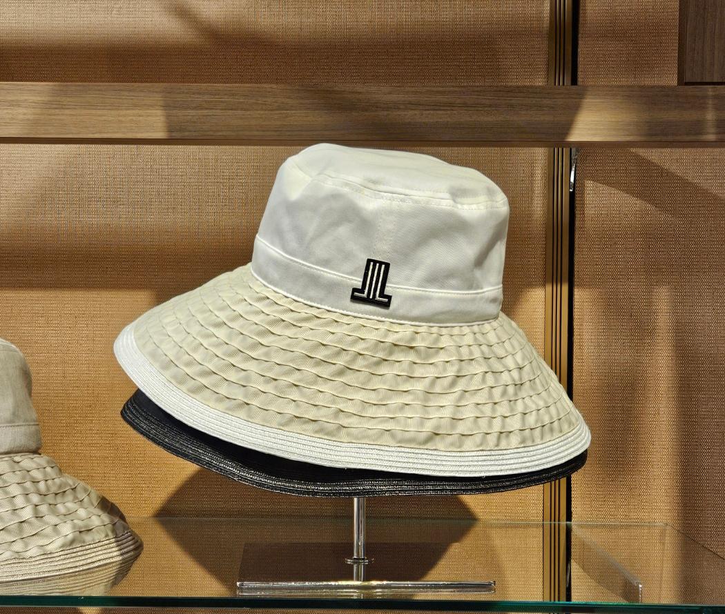 일본 랑방 온 블루 로고 버킷햇 모자