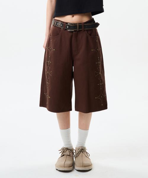 GOTHIC TWILL BERMUDA PANTS BROWN