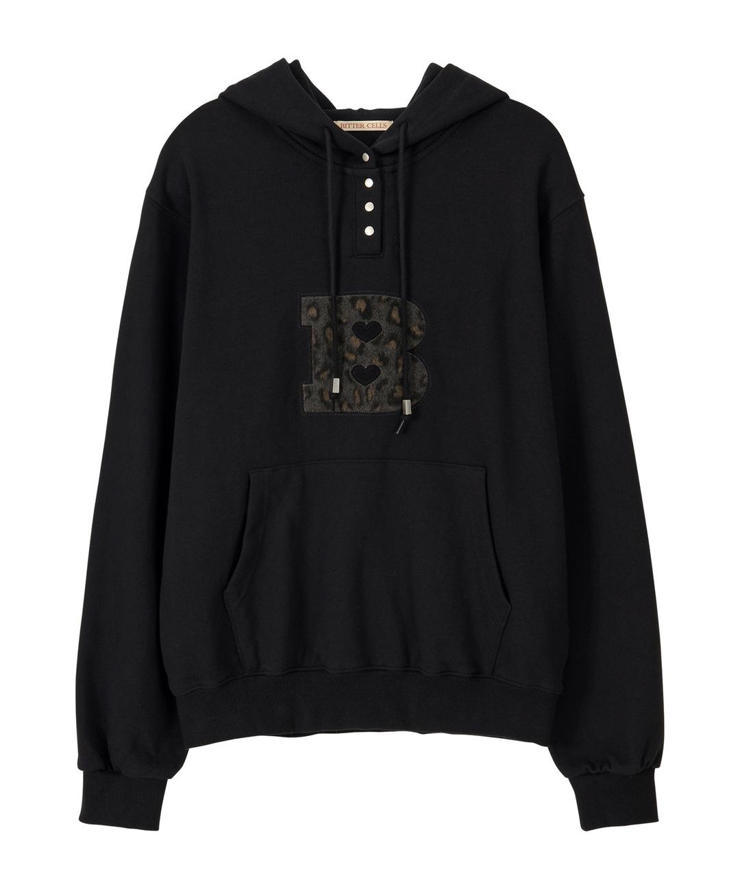 Leopard Logo Hoodie-Black