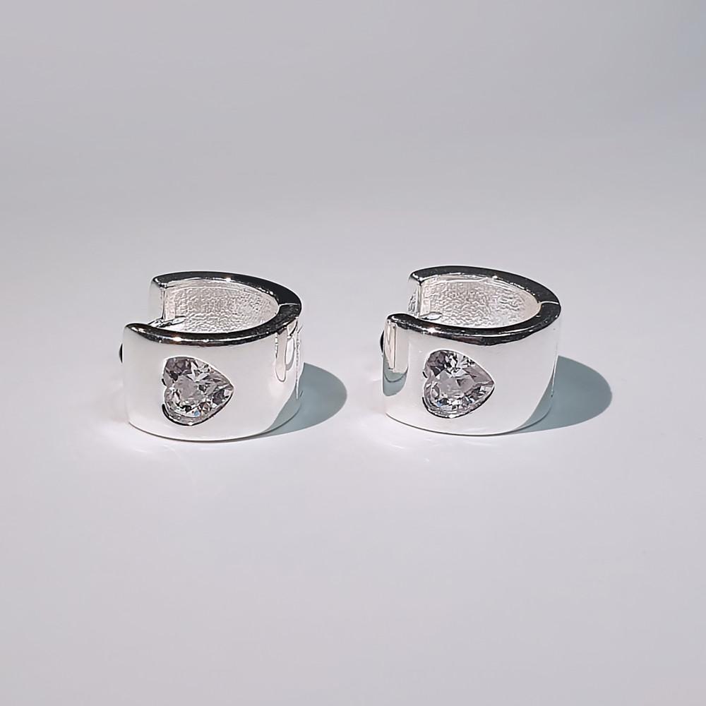 silver 925 볼드 크리스탈 하트 원터치 링