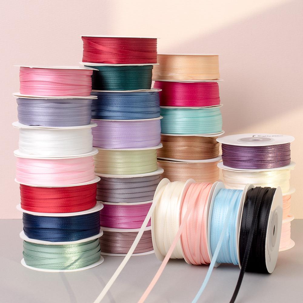 얇은 공단 리본 끈 선물 포장 리본 청첩장 공예 도매 3mm