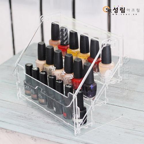 뚜껑있는 매니큐어 정리함 네일용품 정리대 아크릴 DIY 진열대