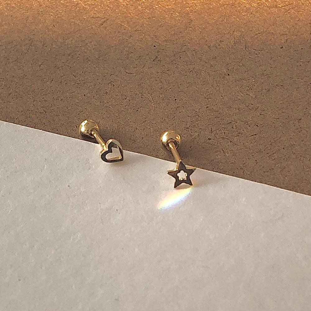 10k 별 하트 미니 금 피어싱 연골 아웃컨츠 귓볼 귓바퀴 : 유어오브