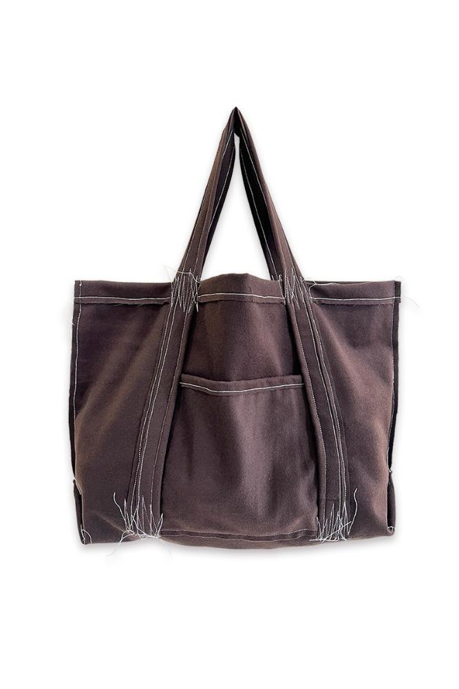 [nought] O Logo Drawing  Stitch Bag / Brown
