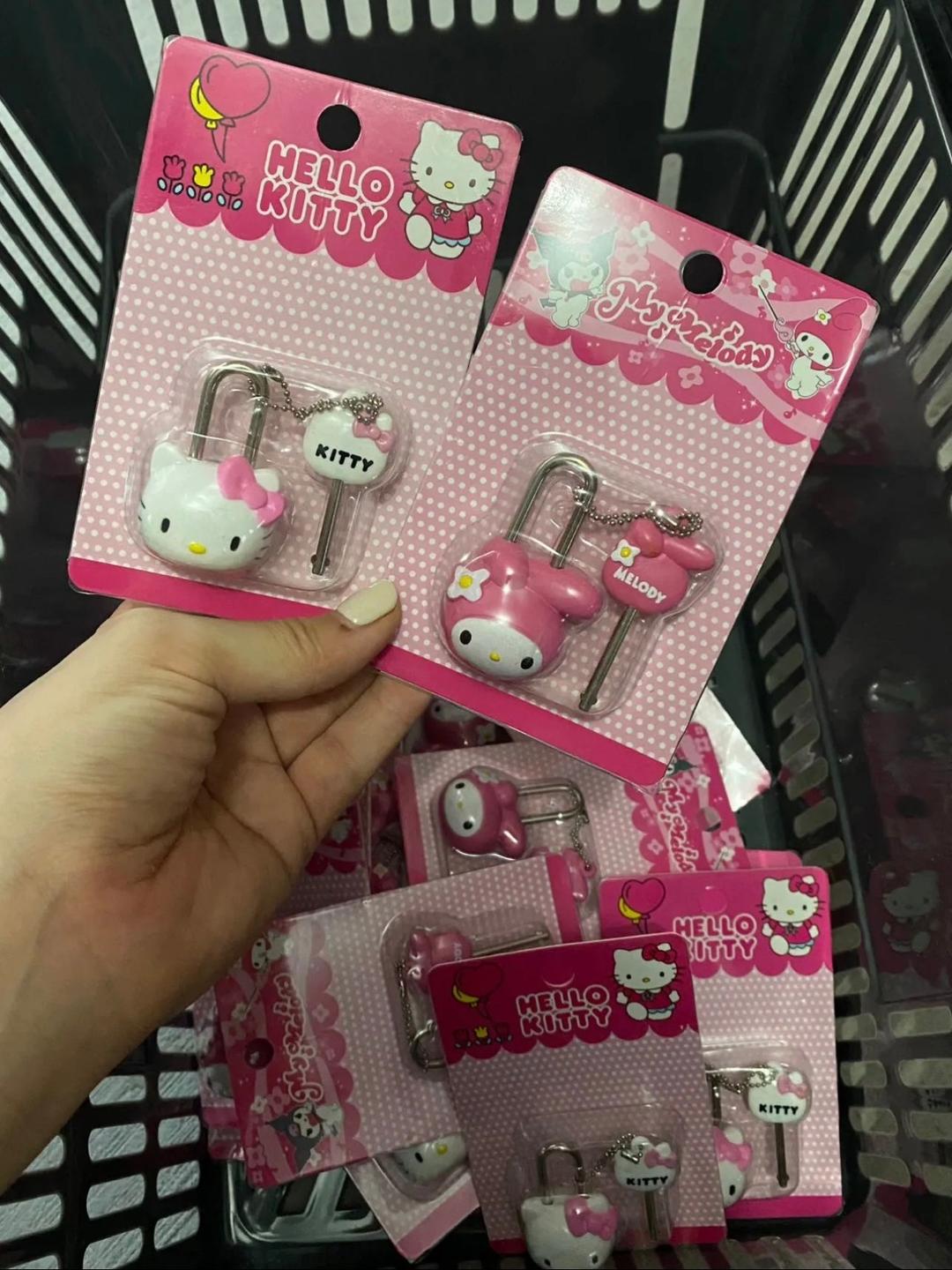 2PCS Sanrio Mini Padlock Lock with Key（hellokitty+mymelody)