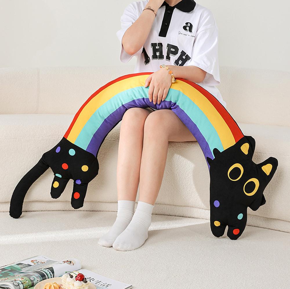 무지개 고양이 바디필로우 안고자는인형 귀여운 롱쿠션 150cm