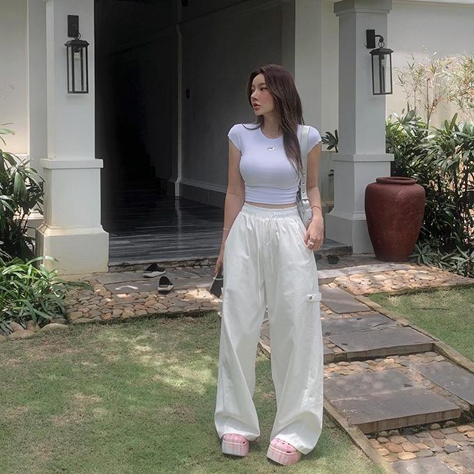 헤더 사이드 폴딩 벌룬 와이드팬츠