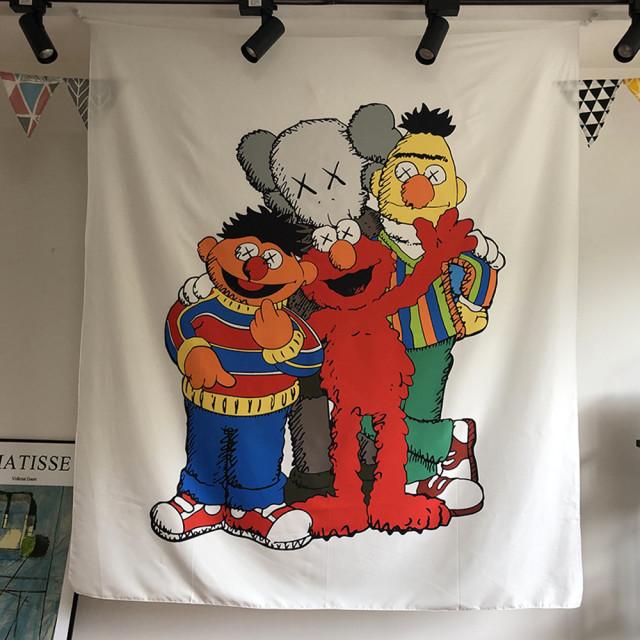 세서미스트리트 카우스 태피스트리 감성캠핑소품 가림천 패브릭포스터 창문커튼 가림막 차박