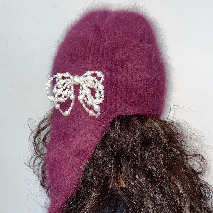 princess mohair beanie burgundy