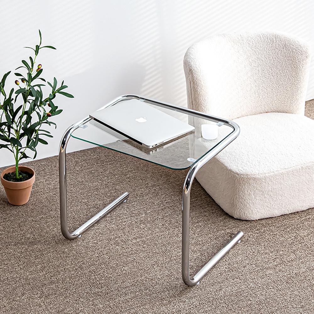레논 미드센추리 모던 유리 철제 거실 쇼파 협탁 사이드 테이블