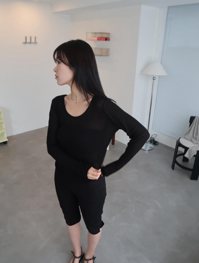 여름 맨투맨 썸머 긴팔 얇은 레이어드 루즈 쭉티 후들 여성 슬리브 (3C)