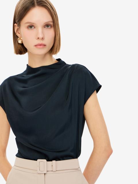 캡소매 실키 블라우스_J261MSC001