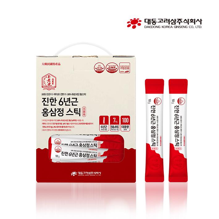 [본사직영] 진한 6년근 홍삼정스틱(10g x 100포)(R)/진세노사이드7mg/건강기능식품/면역력/대동고려삼